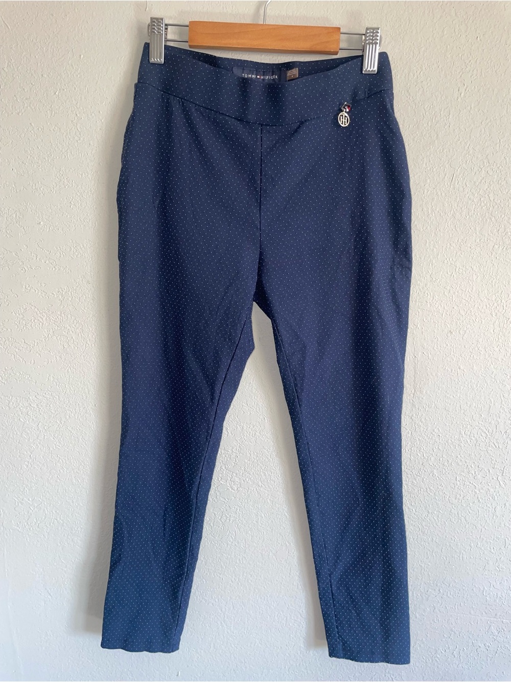 Tommy Hilfiger Navy Microdot Skinny Ankle Pants